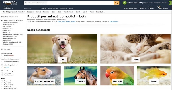 Amazon.it lancia il negozio Animali domestici con 180.000 prodotti di oltre 780 marchi