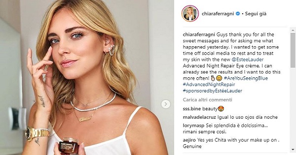 Su Instagram il digital detox di Chiara Ferragni per Estée Lauder