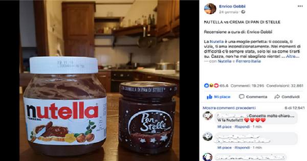 Post virale Nutella VS Pan di Stelle: da un profilo Facebook privato con 800 amici, più di 100.000 interazioni